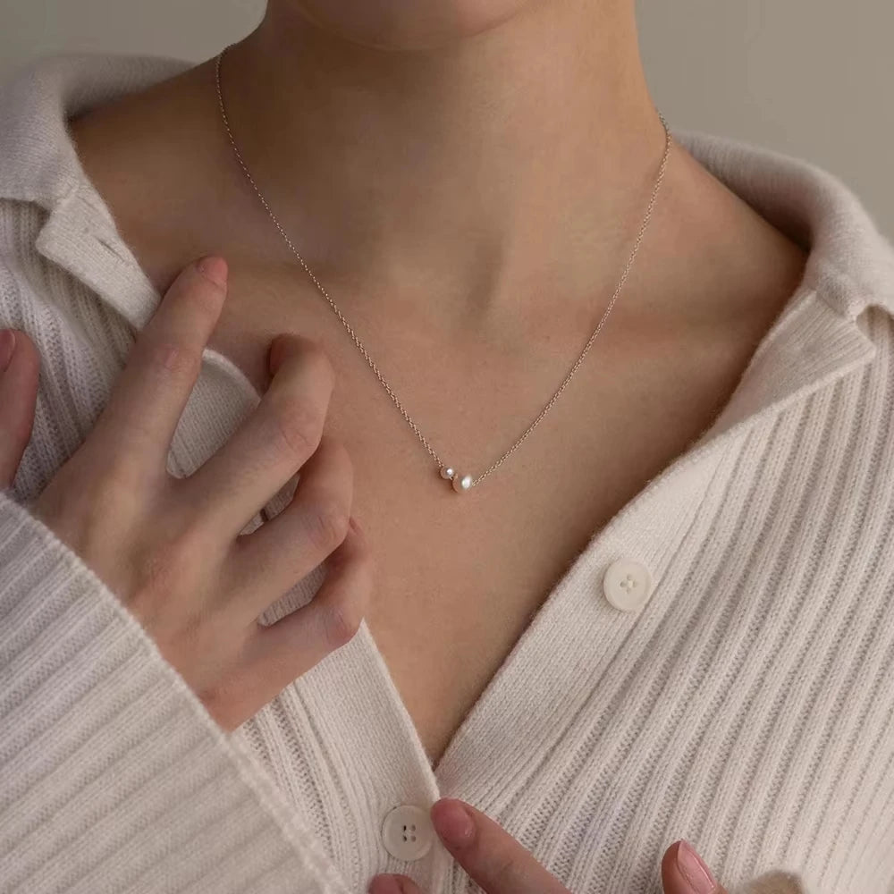 EManco 14k Gold Plated Simple Pearl Drop Single Charm Pendant Necklace Women's Jewelry Best Friend Birthday Gifts Jewelry-2